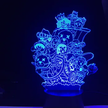 One Piece Anime 3D Naktį Lempa LED Spalvų Keitimas Žibintai Otaku Kalėdų Dovana, Miegamojo, Stalo, Stalo Apdailos Vaikai Lovos