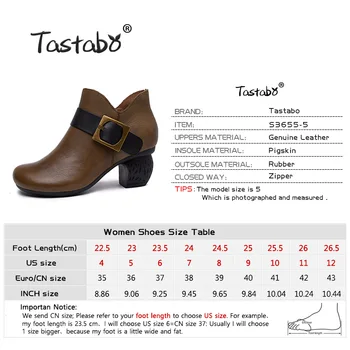 Tastabo rankinė natūralios Odos aukšto kulno moterų batai Juoda ruda Derliaus tekstūros S3655-5 Patogūs moteriški bateliai Kasdieniam batai