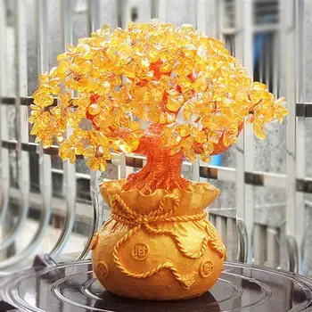 19cm Natūralių Kristalų Medžio Pinigų Eglučių Papuošalai Bonsai Stilių Gausybę Sėkmės Feng Shui Papuošalai Namų Puošybai