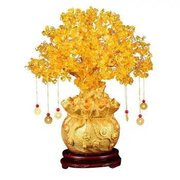 19cm Natūralių Kristalų Medžio Pinigų Eglučių Papuošalai Bonsai Stilių Gausybę Sėkmės Feng Shui Papuošalai Namų Puošybai