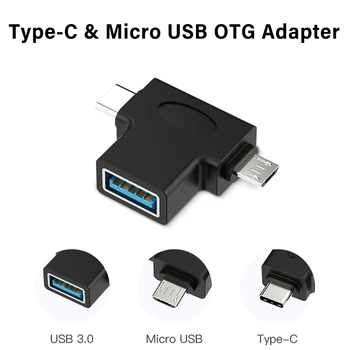 USB 3.0 Tipas-C Mirco USB OTG Adapteris, USB-C & Micro USB Vyras su USB3.0 Moterų Konverteris, Skirtas Macbook Matebook 