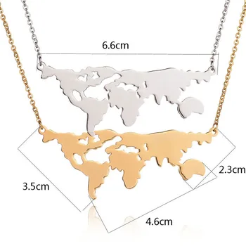 Rose aukso sidabro spalvos Globe Pasaulio Žemėlapyje nerūdijančio plieno Karoliai Moterų Geometrinis Žemės Diena Dovana Karoliai Pakabukas Papuošalai dovana