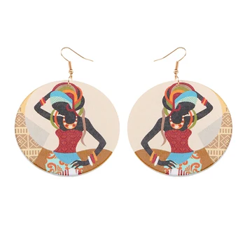 YULUCH Dažytos Afrikos moteris, projektavimas, mediniai bižuterijos mergina papuošalai populiariausių nacionalinių auskarai dovanų šalis