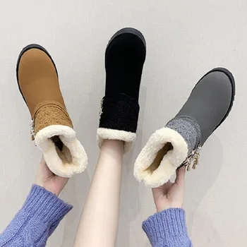 2019 nauji žieminiai moteriški sniego batai šiltas ir patogus plius aksomo sustorėjimas pearl dekoratyvinis rankovės neslidus moterų batai