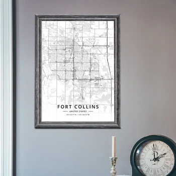 Fort Collins JAV JAV Žemėlapio Plakatas