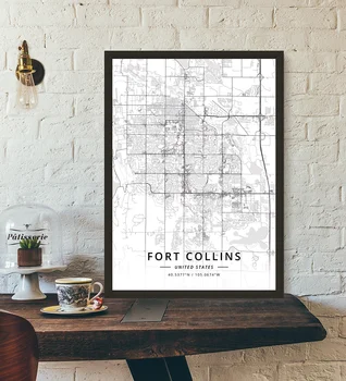 Fort Collins JAV JAV Žemėlapio Plakatas