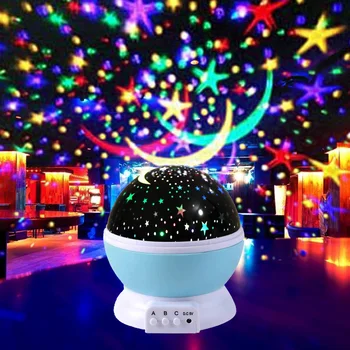 Miega Šviesos Miegamojo staliukas, Lempa 2.5 W LED Žvaigždėtas Dangus Vaikų Miegamasis Dekoro Projekcija Lempos Sukasi Naktį Žibintai