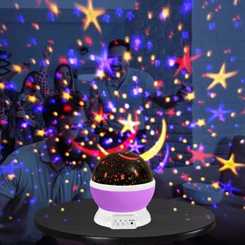 Miega Šviesos Miegamojo staliukas, Lempa 2.5 W LED Žvaigždėtas Dangus Vaikų Miegamasis Dekoro Projekcija Lempos Sukasi Naktį Žibintai