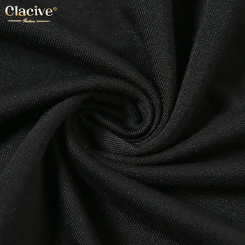 Clacive Black Mados Chic Mini Suknelė Moterims Atsitiktinis Atvirų Pečių Y2k Ponios Suknelė Liesas Tuščiaviduriai Iš Ilgomis Rankovėmis Moterų Suknelės