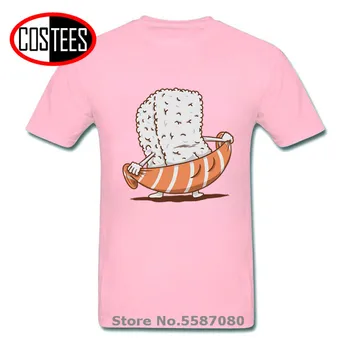 Juokinga Suši rankšluostį marškinėliai vyrams Japonų maisto Marškinėlius Parodija Lašišos gabaliuką & Rice T-shirt suši mėgėjams Tee marškinėliai hombre camiseta
