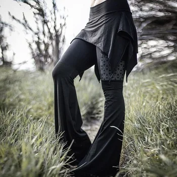 2020 m. Moteris Sim Kelnės Nupjautas Hip-suvynioti Kelnės Atsitiktinis Culottes Nereguliarus Užsiliepsnojo Apačioje Punk Aukšto Liemens Kelnės Premium Kelnės