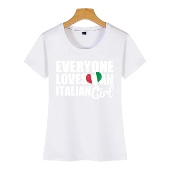 Topai Marškinėliai Moterims italijos mergina Kawaii Užrašai Trumpas Moterų Marškinėlius