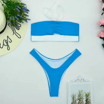 Maudymosi kostiumėlis Moterims Bikini Komplektas Paplūdimio Vamzdelio Viršų Seksualus maudymosi kostiumėlį Bralette Nėriniai-up Lankas maudymosi kostiumėlį Bikini Plaukimo Kostiumas Moterims Monokini