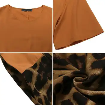 2021 Vasaros Spausdinti Kratinys Sundress ZANZEA Mados Leopard Maxi Suknelė Moterims Atsitiktinis Trumpas Rankovės Vestido Moterų Drabužius, Plius Dydis
