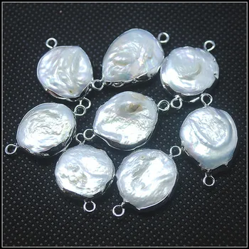 3pcs gamtos kultūringas gėlavandenių perlų, aukso perlas jungtys didelis forma keshi perlų, sidabro spalvos