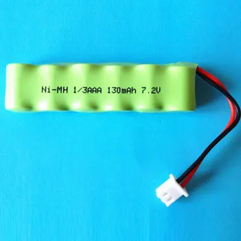 Nemokamas pristatymas DHL 1/3 AAA Ni-MH baterijų paketas Ni-MH Baterija, 7.2 V 130mAh 1/3AAA jungtis 100vnt/daug