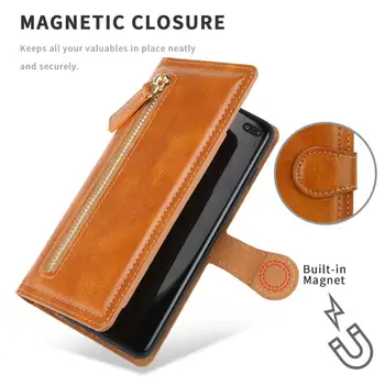 Derliaus Odos Piniginės Atveju iphone, 11 Pro Užtrauktuką Magnetinio Flip 