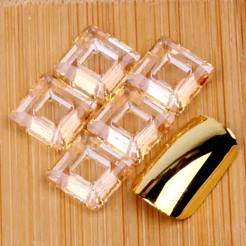 10vnt/pak 10 mm Kvadrato Formos Kampas Žiedai Tuščiaviduriai Stiklo Kristalų Chameleonas Cabochom Papuošalai Nail Art 