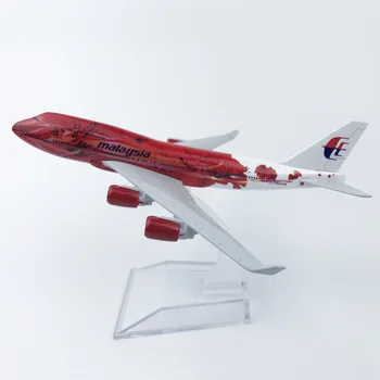 Malaizijos oro linijų B747 Raudona Gėlė Lėktuvo Diecast Orlaivio Modelis 6