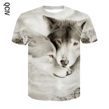 Vyrų drabužiai Naujausias Harajuku Wolf 3D Spausdinimo Cool T-shirt Vyrai/Moterys trumpomis Rankovėmis Vasaros Viršūnes Tees gyvūnų Mados marškinėliai