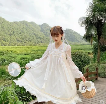 Princess arbatėlė gotikos stiliaus kinijos kawaii girl siuvinėjimo loli bowknot cosplay suknelė mielas aukšto juosmens Lolita cos loli suknelė
