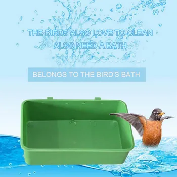 Kad papūga vonia kledaras Paukštidė vandens, maisto dubenį lesyklos Plastiko multi-funkcinis maistas langelį žalia