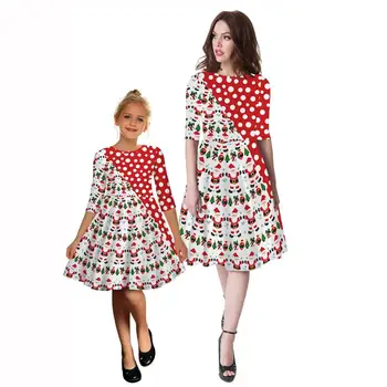 2019 Žiemos Kalėdų nustatyti Monther ir Dukra Atitikimo Šeimos kalėdos suknelės navidad familia
