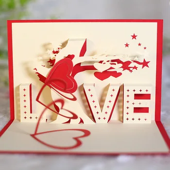 1pcs atvirukas Vadovas Su Vokų Valentino Meilužis Palaima Korteles 3D Pop Iki Vestuvių Pakvietimo, Meilės Prisipažinimas