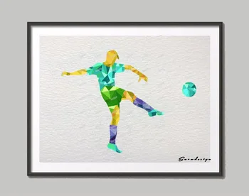 Low Poly Modernios Geometrinės Futbolo Žaidėjas Drobės tapybos sienos Meno Plakatas Spausdinti Nuotraukas kambarį namo sienos kabo Dekoro