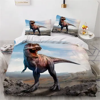 Dinozaurų Patalyne 3D Custom Design Gyvūnų Antklodė Padengti Nustato Kupranugaris Comforther Apima Pagalvę Pseudo 180*200cm Visą Karalius dviejų Dydis