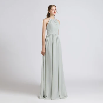 Naujas Elegantiškas 2021 Šalavijo Linijos Apynasrio Bridesmaids Suknelės Grindų Ilgio Šifono Vestuves Prom Oficialų Tarnaitė Garbės Suknelė 5643