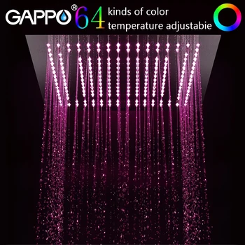 Gappo dušo maišytuvas 64 spalvų vonios kambarys kritulių Pažangi LED krioklys prie sienos tvirtinamas dušo maišytuvas maišytuvai, čiaupai