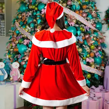 Kalėdų Dekoravimo Reikmenų Moterų Big Atvartas Sijonas Kostiumas Minkšta Medžiaga, Puikūs Kostiumai Šalis
