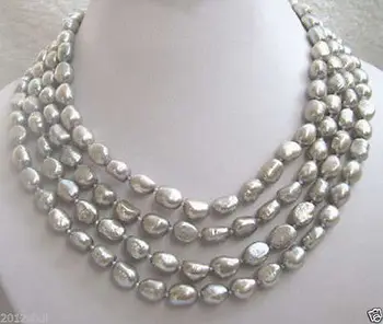 Nauja Žavinga 8-9mm pietų jūros baroko pilkos spalvos perlų vėrinį 100inch