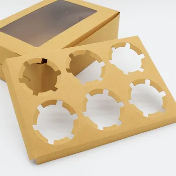 20pcs/daug-24*16*7.5 cm Galvijų kartono cupcake dėžės Dovanų dėžutėje Pudingas Vakarų stiliaus užkandžių dėžutė 