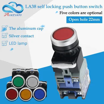 WZAUDQ LA38-11DZ su šviesos mygtukas savaime užsifiksuojantis jungiklis aliuminio galvos sidabro kontaktai atidarymo 22 mm
