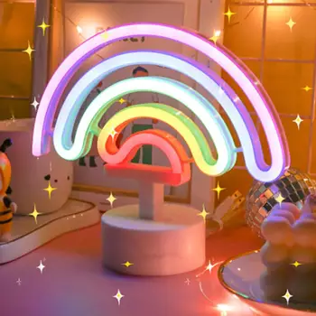 Vaivorykštė LED Neon Light Sienos Meno Pasirašyti Lempa USB baterijomis, Marquee Ženklai Apšvietimo Mergaičių, Vaikų Kambarys Gimtadienio Dekoras