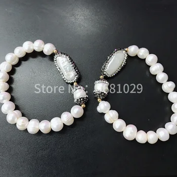 Gamtos gėlo vandens perlų apyrankės rankų darbo, originalus mados moterų stilių paprasta asmenybė