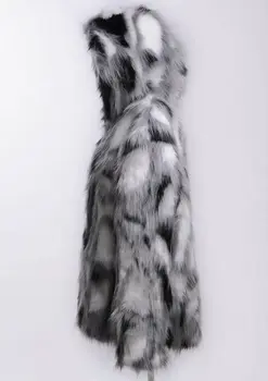 Elegantiškos Žiemos Vyrų Dirbtiniais Lapės Kailiniai Paltai striukės Užtrauktuką Gobtuvu Outwear Storas Šiltas Kailis Atsitiktinis Lauko žieminis Paltas