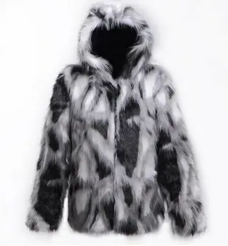 Elegantiškos Žiemos Vyrų Dirbtiniais Lapės Kailiniai Paltai striukės Užtrauktuką Gobtuvu Outwear Storas Šiltas Kailis Atsitiktinis Lauko žieminis Paltas