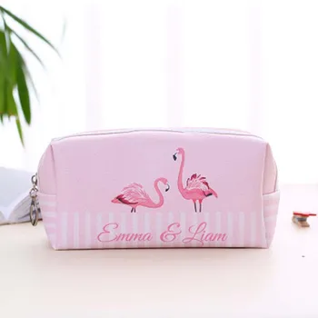 18.5*8,5 cm Moterims Klavišą Kortelės, Ausinių Kosmetikos Krepšys Su Užtrauktuku Flamingo Didelių Saugojimo Animacinių filmų Kelionės Kosmetikos Krepšys