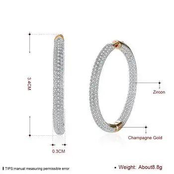 K aukso cirkonis auskarai, apvalus deimantas romantiška auskarai ausies įrašus, moterų champagne gold KZCE126-E KZCE126-E