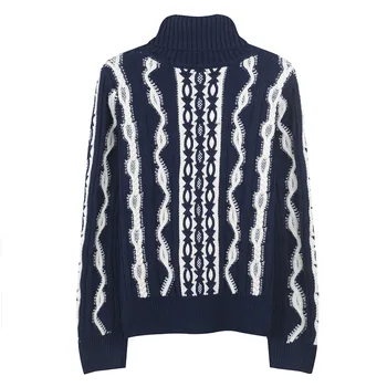 GRUIICEEN streetwear šiltos žiemos golfo mezgimo megztinių geometrinis ilgomis rankovėmis megztinis megztinis aukštos klasės GY201815