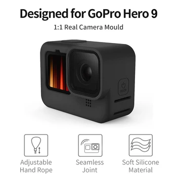 Silikoninis Kameros Apsauginis Rėmelis Atveju, Objektyvo Dangtelis Nustatyti GoPro Hero9 Priedai Droproof Vlogging Atveju Cage Kit