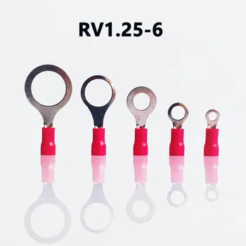 RV1.25-6 RAUDONOS spalvos Žiedas izoliuoti terminalo kostiumas 5.3mm2 Kabelis Laido Jungties kabelio Fiksavimo Terminalo 100VNT/Pak nemokamas pristatymas