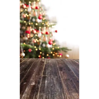 Kalėdų eglutė bokeh vinilo medžiaga medinių grindų fotografijos backdrops vaikams, naujagimiams šalies foto studija, portreto fonas