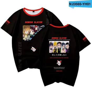 Hip-hop Vaikas Mielas 3D Kpop T-shirt Harajuku Kimetsu nr. Yaiba: Mugen Ressha-Višta Vasaros Atsitiktinis Anime marškinėliai Kietas Viršūnes Tees