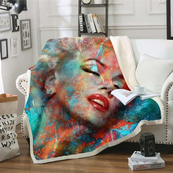 Marilyn Monroe 3d atspausdintas vilnos antklodė, Lovos Pėsčiųjų Iškylą Storio Antklodė Mados Lovatiesė Sherpa Mesti Antklodę stilius-7