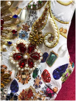 Aukštos kokybės 2018 naujas mados kilimo ir tūpimo tako suknelė vasaros moterims, rankų darbo diamond duobute Baroko derliaus spausdinimo slim prabangūs suknelė nauja