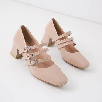 ASUMER dydis 34-40 naujų siurblių batai moterims aikštėje kojų sagtis aikštėje aukštakulnius batus, elegantiškas biuras natūralios odos bateliai moterims